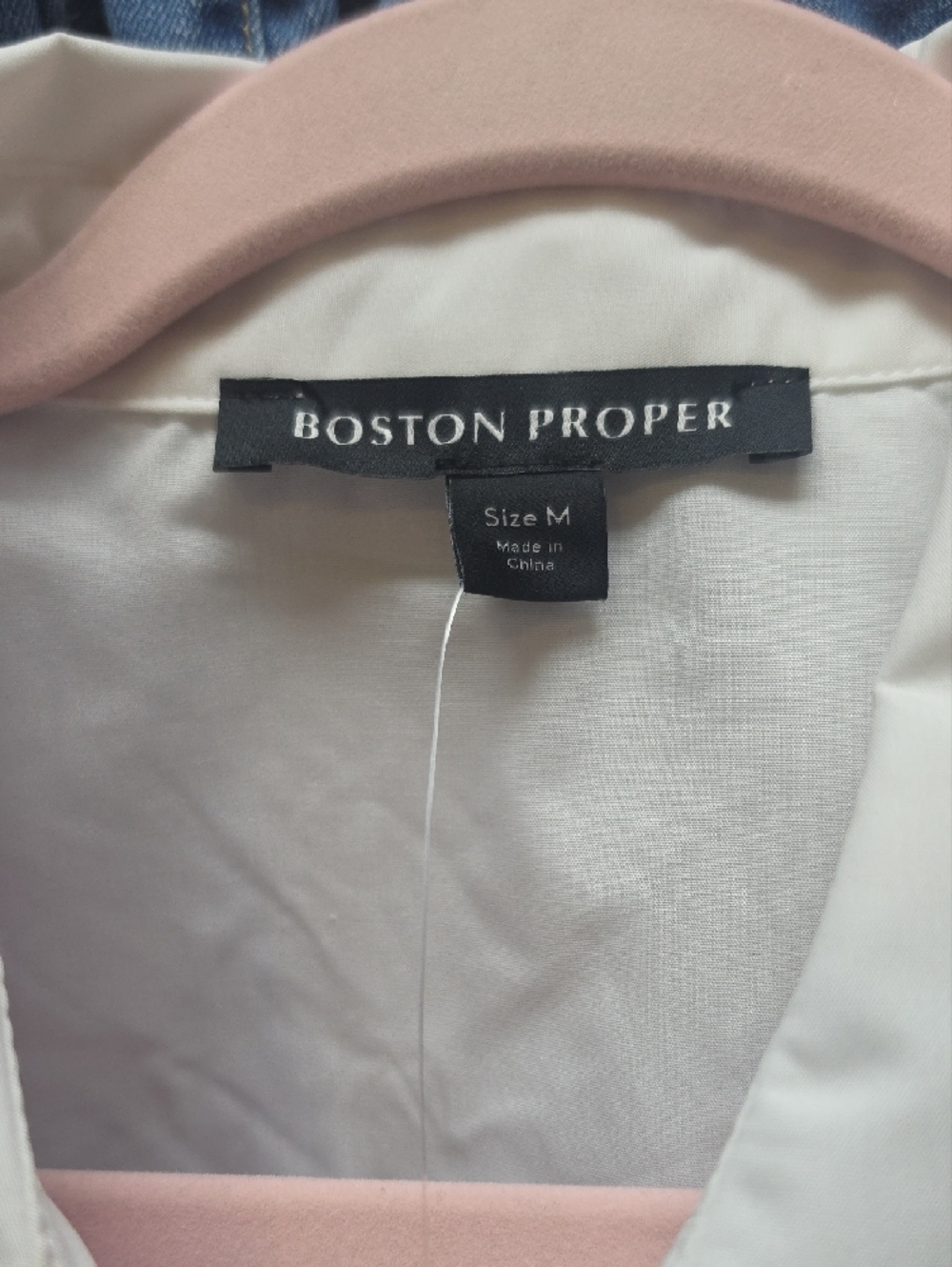 Boston Proper White Button-Down with Pink Floral Embroidered Yoke & Sleeves - Picture 3 of 8